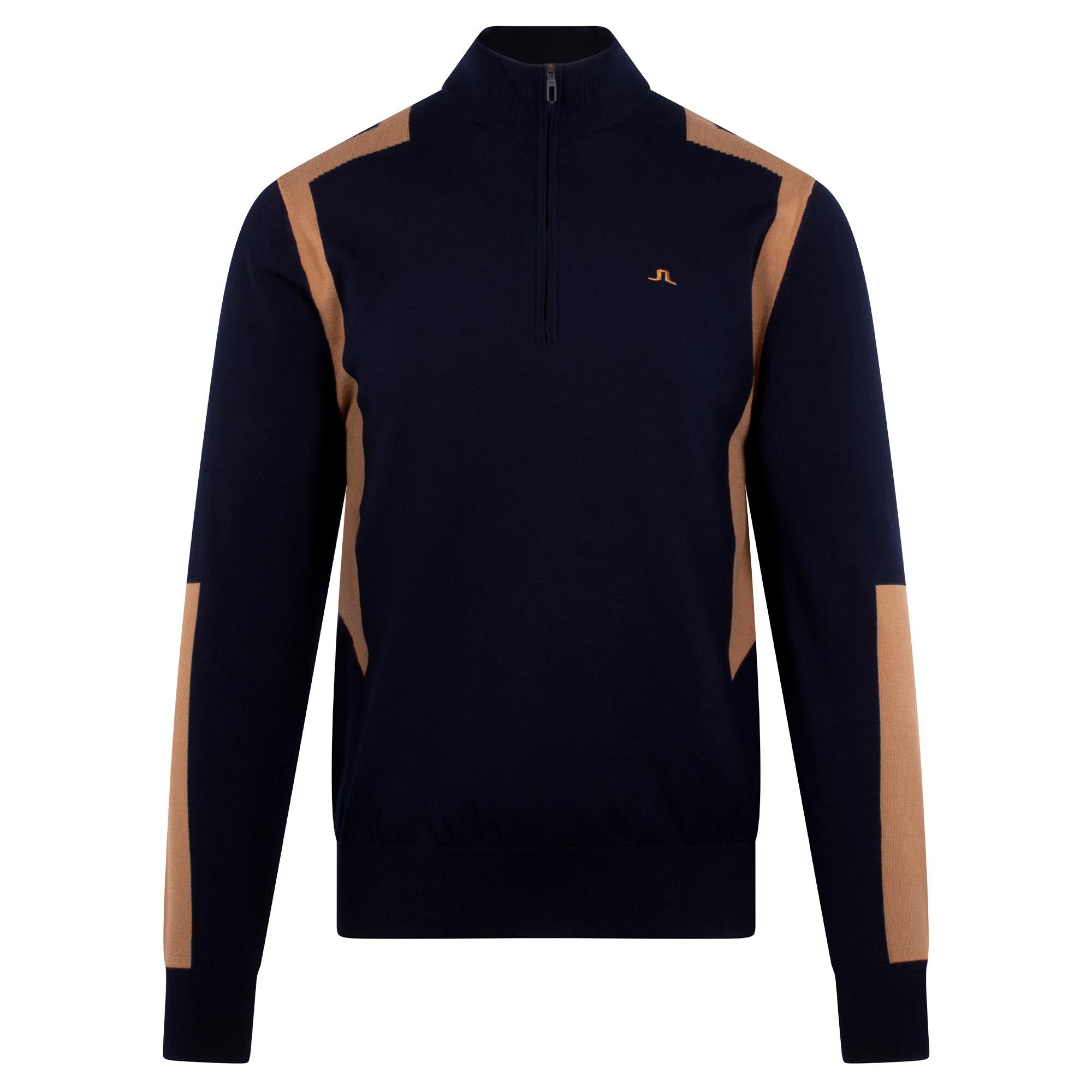 J Lindeberg Kendrick Knitted Quarter Zip Mens Sweater Tigers Eye